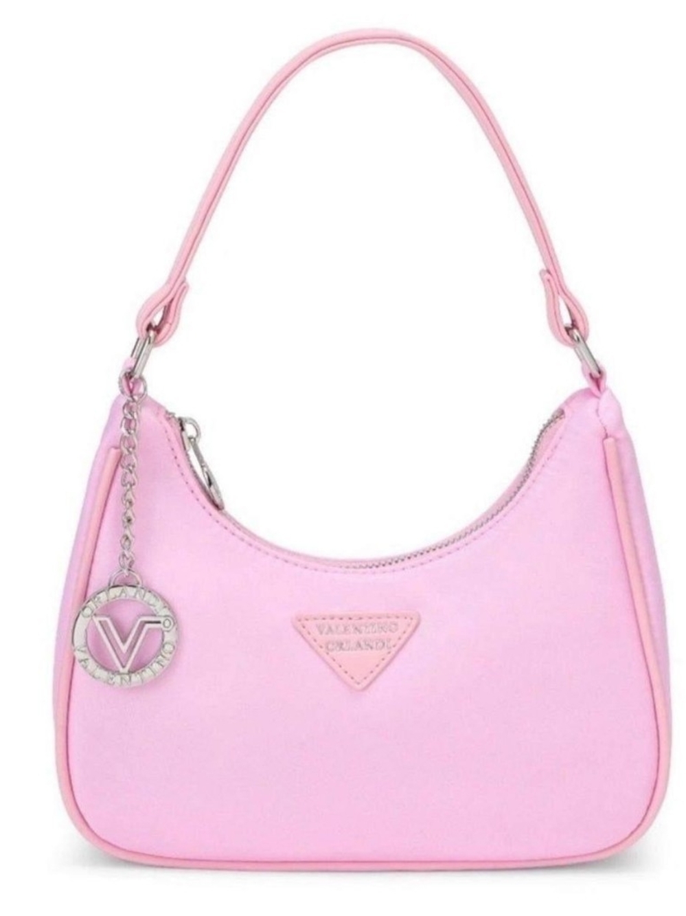 Valentino Orlandi Light Pink Shoulder Bag with Logo Charm